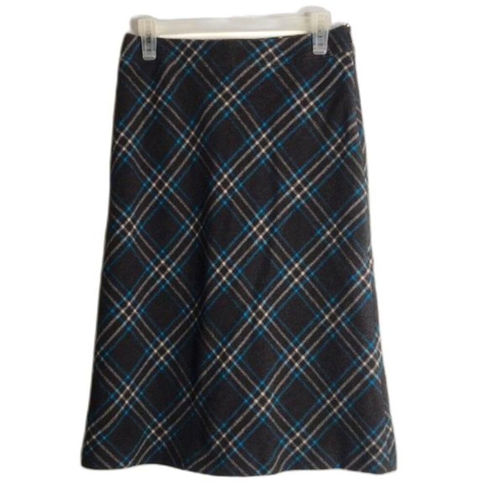 Vintage escada sport plaid wool midi skirt size 27 cute retro office